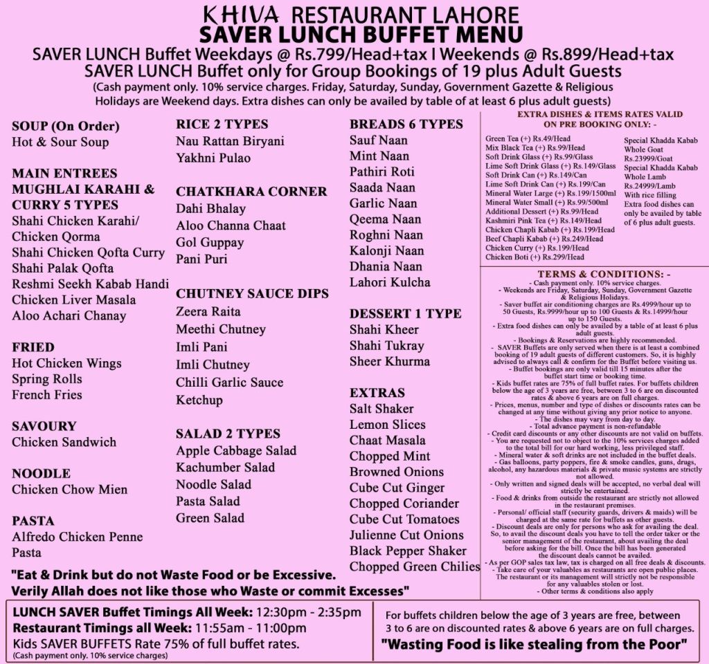 Lunch menu