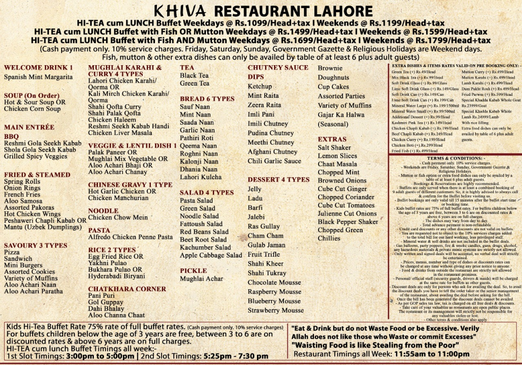 Khiva Restaurant Lahore Hi-Tea