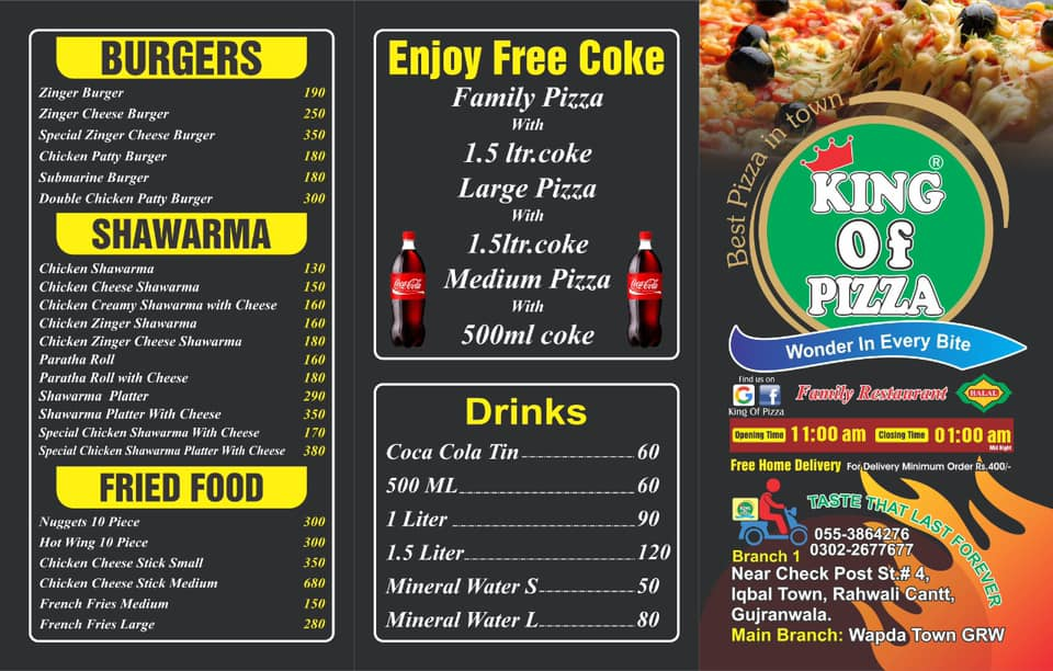 King Pizza Gujranwala Menu