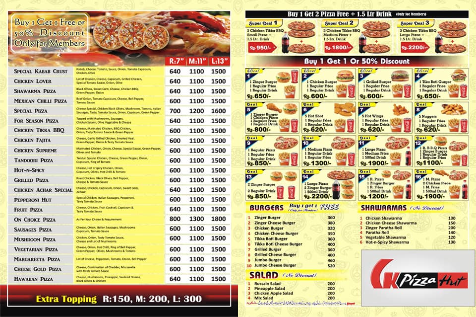 Pizza Hut Gujranwala menu