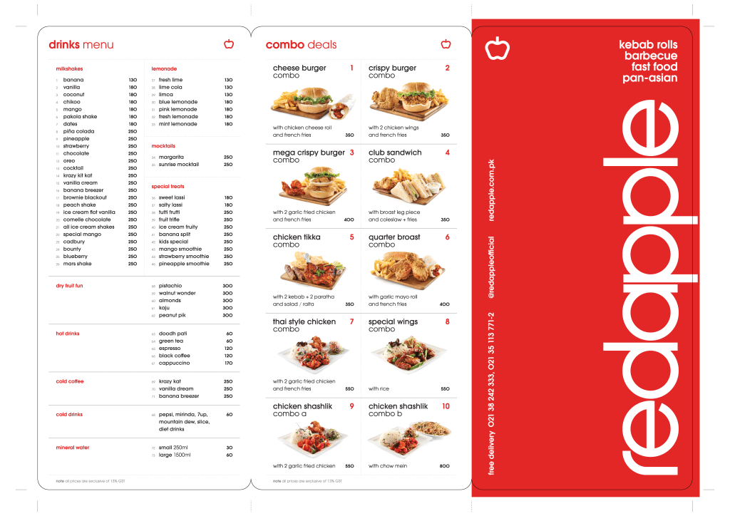 Red Apple Johar Karachi menu