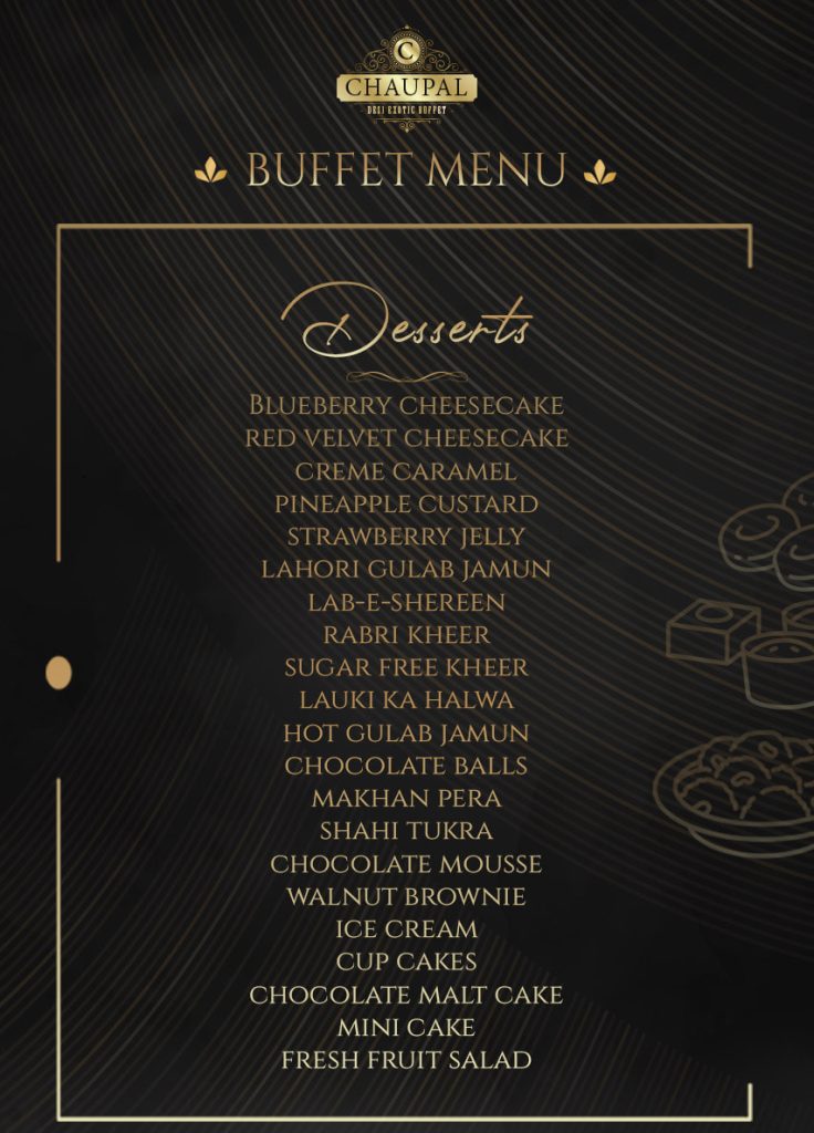 Dessert menu